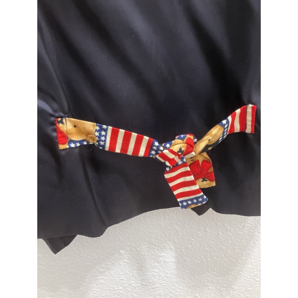 Vintage JLN USA Patriotic Teddy Bear Flag Print Vest Large Made in USA - Picture 5 of 10